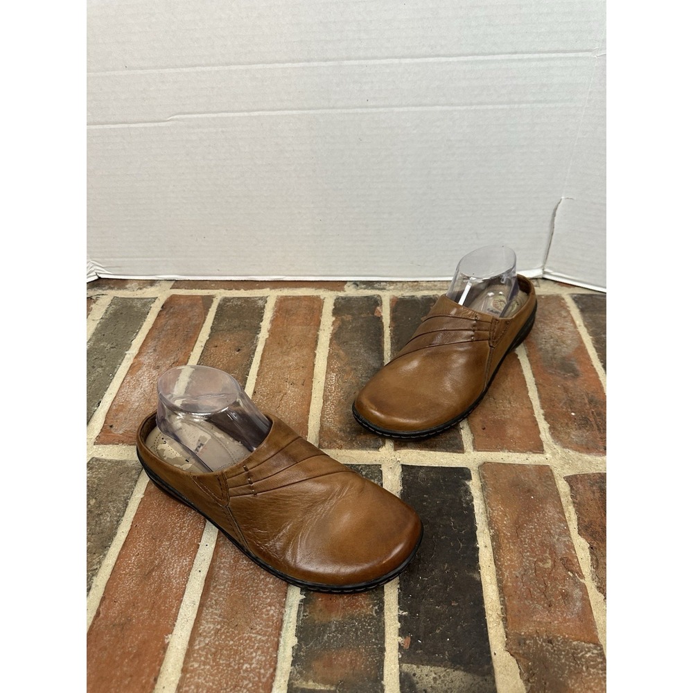 Earth Spirit Brown Leather Mules Slip On Comfort Shoes Women's 8